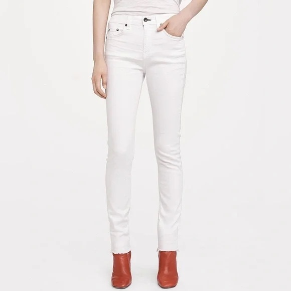 Rag & Bone Aged White 10 Inch Classic White Skinny Jeans - Picture 1 of 3